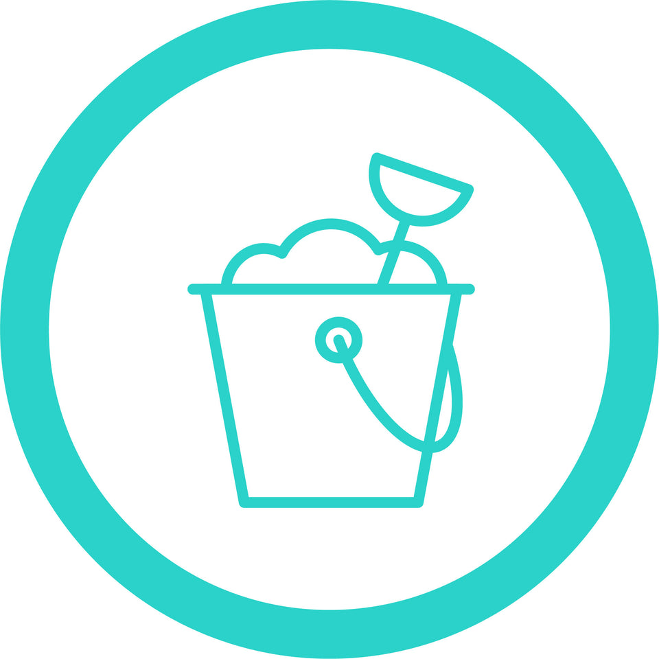 icon of a bucket filled with sand and a shovel handle coming out the top of the bucket